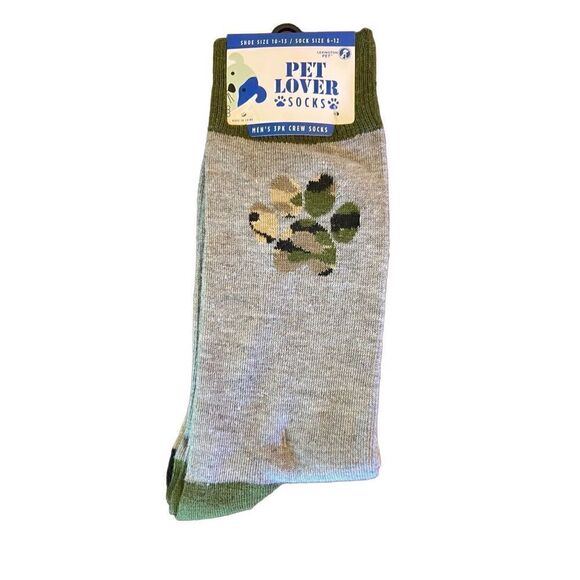 Lexington Pet - Pet Lover Socks Men’s 3 PK Crew Socks Proud Dog Dad Camo Prints - Picture 1 of 4
